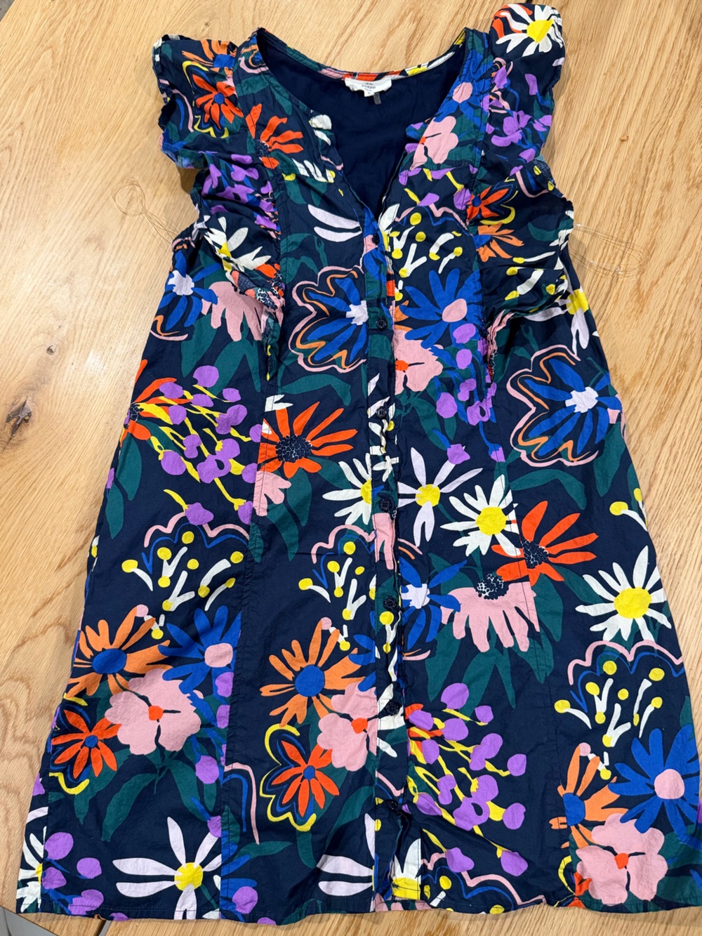 entro Navy Multi-Color Floral Sleeveless Mini Dress 100% Cotton